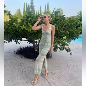 NWT Caroline Constas Mint Ombre Sequin V-Neck Sleeveless Midi Dress